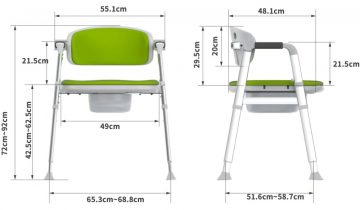MultiMotion Commode douchestoel met toiletrolhouder en zeepbakje - Grijs - Zachte bekleding en opklapbare armleuningen - Douchestoel en Toiletstoel in 1 - Multifunctionele postoel