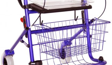 Premis Provo XXL Rollator - Zitbreedte 60 cm - max gebruikers gewicht 175 kg - Incl. Mand, dienblad en stokbakhouder - Metallic Blauw
