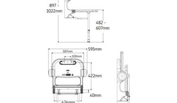 Douchezitje opklapbaar - met rugleuning en armsteunen - Max. 158 kg