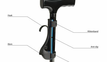 VIX Jive wandelstok klem - multifunctionele stokhouder – eenvoudige bevestiging aan elke stok – Zwart-Blauw