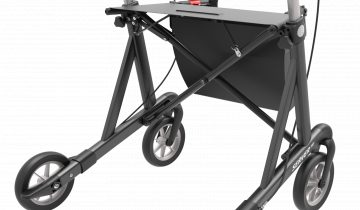 Rehasense Server Heavy Duty XL rollator extra breed en belastbaar tot 200 kg Medium, antraciet grijs met softwielen en incl. stokhouder