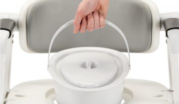 MultiMotion Commode douchestoel met toiletrolhouder en zeepbakje - Grijs - Zachte bekleding en opklapbare armleuningen - Douchestoel en Toiletstoel in 1 - Multifunctionele postoel