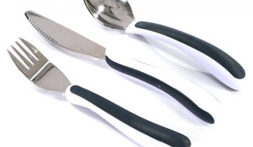 Ergonomisch aangepast bestekset - Verdikt bestek | Meer grip - Artritis - Wit / Zwart