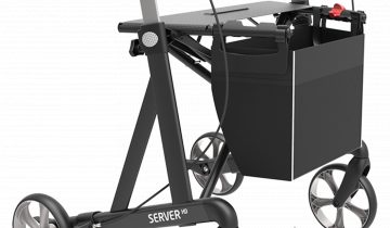 Rehasense Server Heavy Duty XL rollator extra breed en belastbaar tot 200 kg Medium, antraciet grijs met softwielen en incl. stokhouder