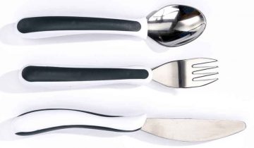 Ergonomisch aangepast bestekset - Verdikt bestek | Meer grip - Artritis - Wit / Zwart