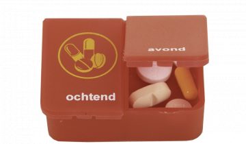 Able2 Pillendoos 1 dag 2 vaks transparant rood EN