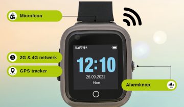 Wuzzi Watch Indi zwart- Wuzzi Alert alarm horloge
