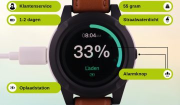 Wuzzi Watch Orion - Wuzzi Alert persoonsalarm - Senioren alarm - Sportief alarmhorloge - Bruin
