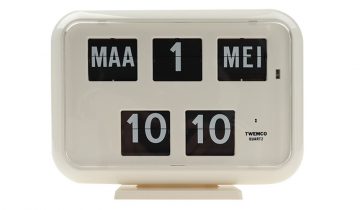 Tafelklok, wandklok Twemco QD-35 digitaal met kalender aanduiding - wit