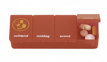Able2 Pillendoos 1 dag 2 vaks transparant rood EN