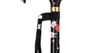 MultiMotion wandelstok met volledige print- Bloemen zwart