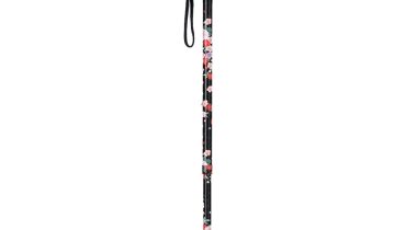 MultiMotion wandelstok met volledige print- Bloemen zwart